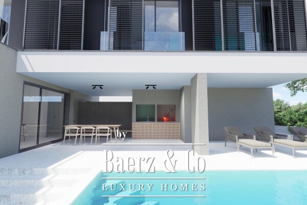 photo 3 Kaštel Novi, modern villa under construction with pool and sea view.