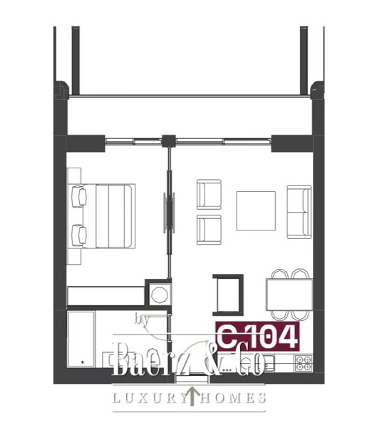 Floor Plan 1 - Porto Montenegro Vero & Versa - Vero - One Bedroom Apartment - One Bedroom Apartment in vero Building