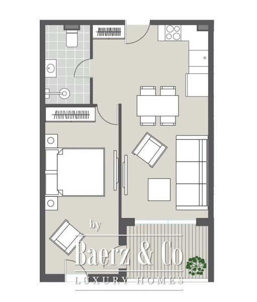 Floor Plan 1 - Tivat Gardens - One Bedroom Apartment - One Bedroom Apartment in Tivat Gardens Project