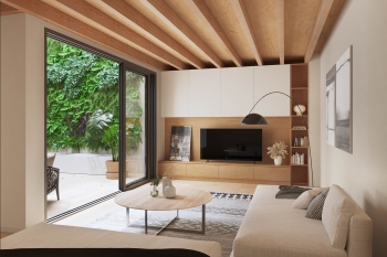 Architectural patio residence with private courtyard and rooftop living